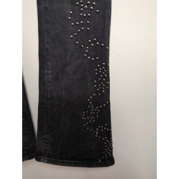 Free people love forever cowgirl studded embellished gray denim flare jeans 25 - Picture 4 of 13